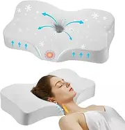 JIREST Memory Foam Pillow Upgraded Cervical Pillow for Neck and Shoulder Ergonomic Head Neck Support Pillow for Side Back Stomach Sleepers with Removable Pillowcase (Grey)