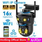 6K 12MP WIFI Camera Triple Lens Triple Screen Outdoor PTZ CCTV Security IP Cam