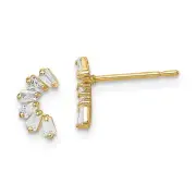 Madi K Kid's Earrings 14k Yellow Gold White CZ Arch Post Back Button