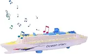 Cruise Model, Electric Boat Toy with Flashing LED Light and Sound, Transatlantic Colorful Cruise Boat, Fun Nautical Toys for Kids Ages 3-12, Color Cruise Ship