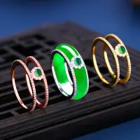 在飛比找樂天市場購物網優惠-S925純銀戒指環套DIY鑲嵌翡翠玉石蜜蠟戒指空托戒指環保護