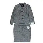 NWT Kasper Blazer Skirt Suit Size 16 Tweed Black 2 Pc Set Business $208 RETAIL