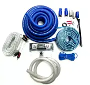 4000 WATTS BLUE 1/0 GAUGE AWG AMPLIFIER WIRING INSTALL KIT WITH RCA SPEAKER WIRE