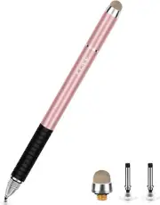 2-in-1 Rose Gold Stylus Pen for Touch Screen Devices, Fine Point & Mesh Tip