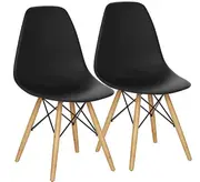 Costway 2x Retro Replica Eames DSW Dining Chair Wood Side Chair Home Cafe Living Black