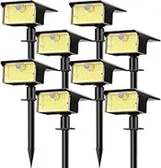 nipify Solar Spot Lights Outdoor Motion Sensor, [8 Pack/62 LED]3 Modes Solar Landscape Spotlights Outdoor Waterproof, 2-in-1 Solar Lights Outdoor Wall Lights for Yard Garden Patio Pathway, Warm White