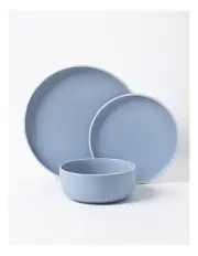 [Cadence & Co.] Muse 4 Person Dinner Set 12 Piece in Matte Glaze Sky Blue/White
