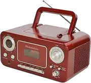 Studebaker SB2135RS Portable Stereo CD Player with AM/FM Radio and Cassette Player/Recorder in Red and Silver