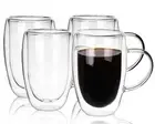 16oz Clear Coffee Mug, Double Walled Glass Coffee Mugs with Handles, Insulate...