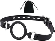 1 PCS Open Mouth Gag Restraint O Ring Lips Erotic Toys Sex Muzzle for Women Men Beginner Adult Fetish Ball Gag Black