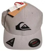 Quiksilver Wave FLEXFIT Baseball Cap Hat Surf Skateboard Summer Beach Gray L/XL