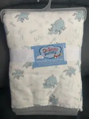 Trend Lab Dr Seuss Nursery Horton Print Deluxe Muslin Four Layer Blanket NEW