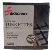 Skilcraft 3.5 in. Diskettes IBM Formatted Double Sided High Dens 25 Pack Sealed