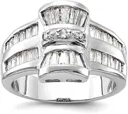 [JewelryWeb] 925 Sterling Silver Solid Polished CZ Simulated Diamond Ring Size 7 Band Style-Ring for Women