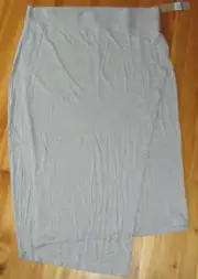DKNY Jeans XL Gray Stretchy Pull Up Faux Wrap Skirt NWT Cute!