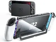 JSAUX Dockable Case for Nintendo Switch 2 2025, PC+TPU Grip Protective Cover for Nintendo Switch2 Accessories, Clear Protective Case Compatible with Switch 2 Console & JoyCon Controller, Split Design