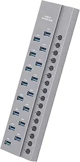 16 Ports USB 3.0 Hub, High Speed Transmission Industrial Aluminum Alloy USB Hub with Individual Power Switches, for Windows, OS X, Unix (AU Plug)