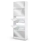 Artiss Shoe Rack Storage Cabinet Mirror Organiser Shelf Cupboard 25 Pairs White