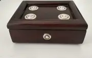 Wood box with Sterling Silver 925 geometric shapes Applications from Peru