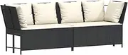 vidaxl Garden Sofa with Cushions - Black Poly Rattan Modular Outdoor Couch - 233x68.5x87.5 cm Patio Furniture - Weather-Resistant Patio sectional
