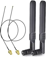 Bingfu Dual Band WiFi 2.4GHz 5GHz 5.8GHz 8dBi RP-SMA Male Antenna With 25cm U.FL IPX IPEX MHF4 to RP-SMA Female Extension Cable 2-Pack for M.2 NGFF Intel Wireless Network Card Extender