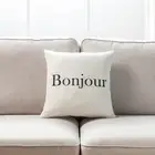 Bonjour Text On White With Microgel Feather Like Insert Pillow