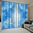 Blue Mixed Color Lamp Sky Cloud Printing 3D Blockout Curtains Fabric Window