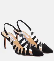 [Aquazzura] Aquazzura Hot Rumor 75 suede and PVC slingback pumps AU 5.5 black