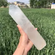 1390g Natural White crystal Obelisk Carved Quartz Crystal Wand Point
