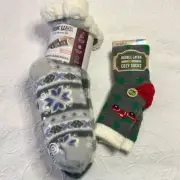Muk Luks Women's Cozy Cabin Gray Socks & Airplus Men's Double Layer Socks