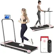 Foldable Treadmill, 2-in-1 Under Desk Walking Pad, 1-10KM/H, Portable Treadmill for Home & Office, LED Display, Compact Space-Saving Design with Bluetooth Speaker and App Control