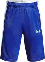 [Under Armour] Boys' Standard Baseline Basketball Shorts, (486) Versa Blue/White/Antifreeze, Youth X-Large