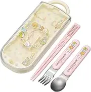 Skater TACC2AG-A Trio Set, Chopsticks, Spoon, Fork, Sumikko Gurashi, Mole House, for Kids, Antibacterial Treatment, Easy to Open Slide Type, Made in Japan