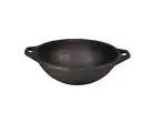 Traditional Indien Handmade Cast Iron Kadai Cooking Wok 11 inch