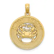 14k Yellow Gold KEY WEST w/Crab Circle Charm