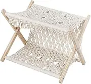 Zxpjkyu Macrame Magazine Rack, Foldable Book Display, Binders, Standing Basket for Kids Room, Dorm Room, as described, 34x24x25cm
