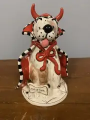 Blue Sky Clayworks Heather Goldminc Halloween Tea Light Luminary 10" Dog Devil