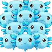 12 Pcs 34 Inch Axolotl Birthday Party Decorations Aluminum Foil Axolotl Balloon Inflatable Axolotl Party Supplies for Axolotl Fans Axolotl Themed Party (Blue)