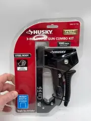 Husky Metal Staple Gun Set with 1000-Pieces 3/8 in. Staple