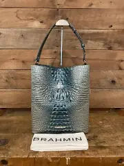 Brahmin Large Amelia Petrol Ombre Melbourne Leather Bucket Bag---NWT