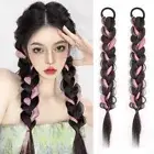 Fake Hair Wig Braid Ponytail Highlights Double Ponytail Wig Daily