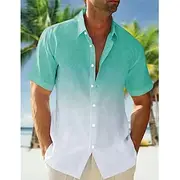 Men's Shirt Summer Shirt Beach Wear Casual Shirt Button Up Shirt Untucked Shirts Pink Navy Blue Blue Orange Green Short Sleeve Gradient Lapel Vacation Casual C