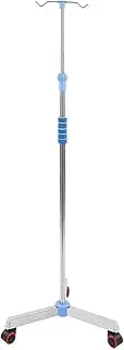 Medical Portable IV Drip Stand 2 Hooks 3 Legs Heavy Duty Stainless Steel IV Pole w/Rolling Base Adjustable Height IV Bag Holder for Home Care