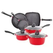 Baccarat Stone Cast Aluminium Non Stick 6 Piece Cookware Set Red