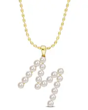Rina Limor Gold Over Silver 3.5-4mm Pearl Initial Pendant (A-Z)