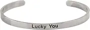 [LuckyLy] Bangle Bracelets for Women Stainless Steel, Inspirational Bracelets for Women, Good Luck Jewelry Quotes, Inspirational Gifts for Women, Presents for Mom, Girlfriend Jewelry Gifts