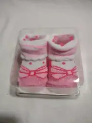 Swiggles Baby Girl Infant Booties Pink & White Size 0-12 Months