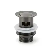 Gun Metal 32mm Pop Up Push Waste Plug With Overflow Basin Sink Drain Outlet
