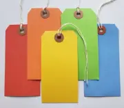 Pack of 100 Manila Red Orange Green Blue Yellow Shipping String Strung Tags Sz 5