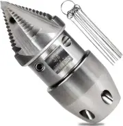 3/8 npt Sewer Jetter Nozzle for 40 L/min Pressure Washer - Stainless Steel,